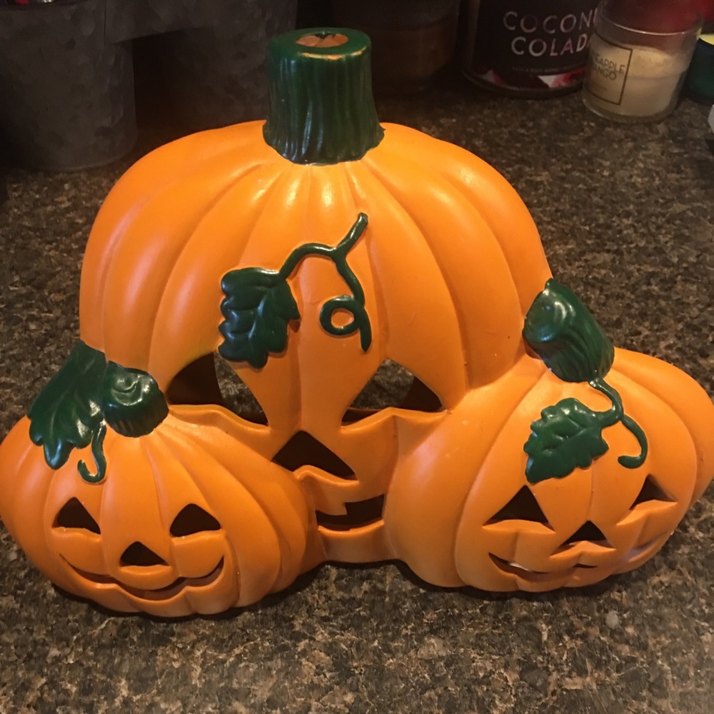 Pumpkin ceramic candle holder